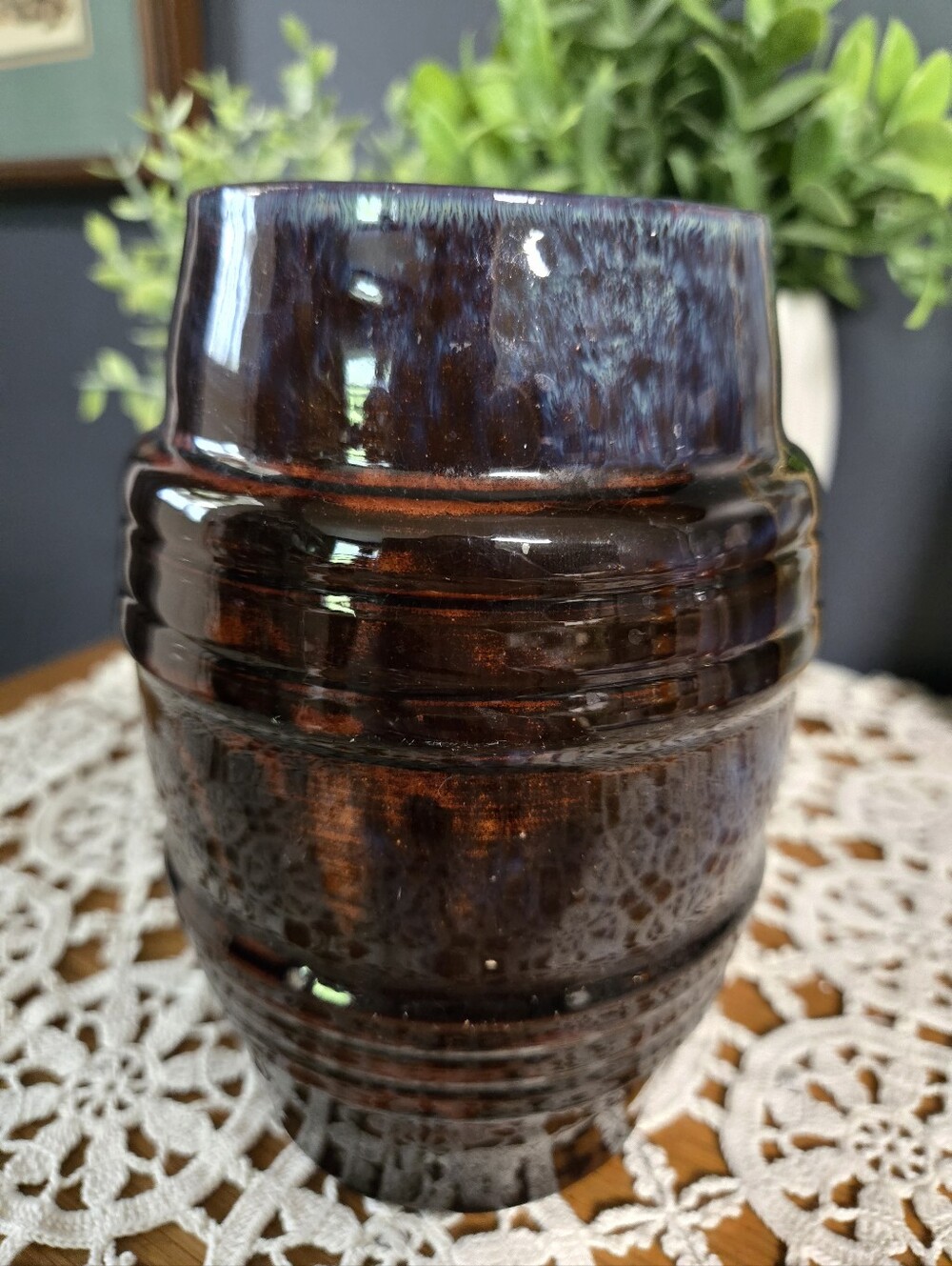 Mid-Century Canadian Studio Pottery Vase – Brown & Blue Glaze